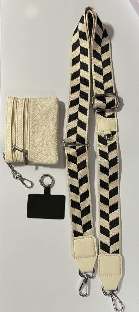 Black and Almond colored Crossbody phone lanyard