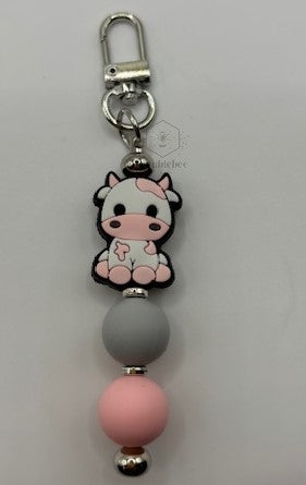 Cow Zipper Pull Pink