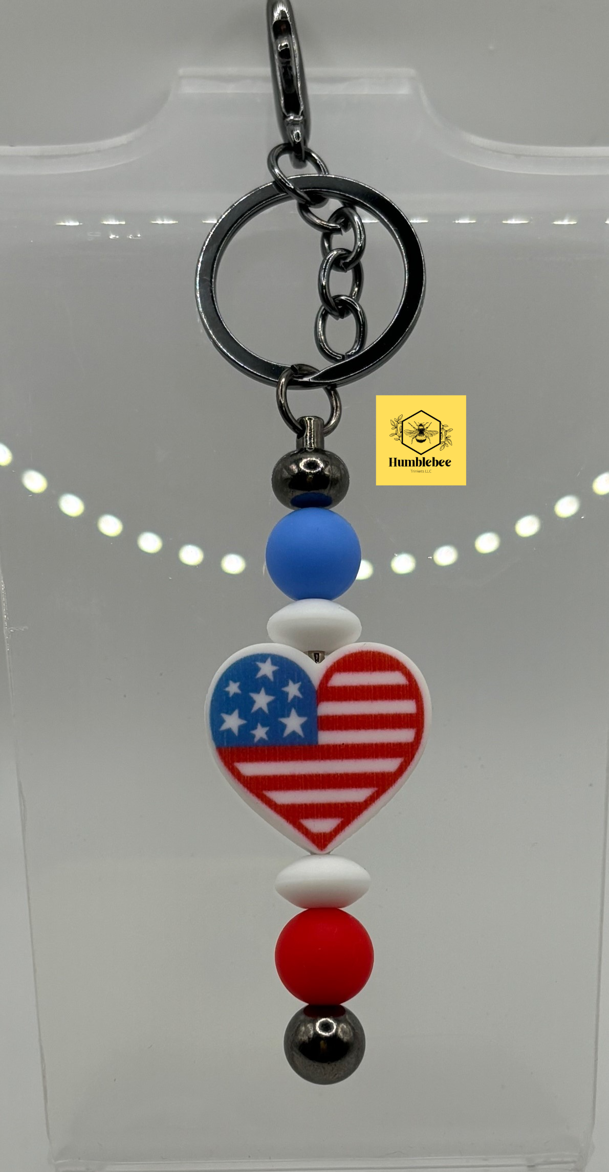 American Flag Heart Keychain