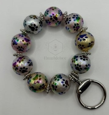 Paw printed beaded wristlet