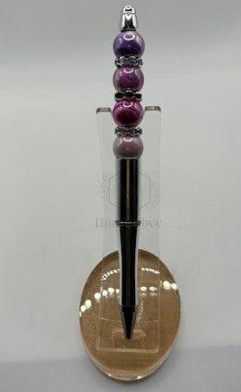 Marble Beaded Pen Pink and Purple