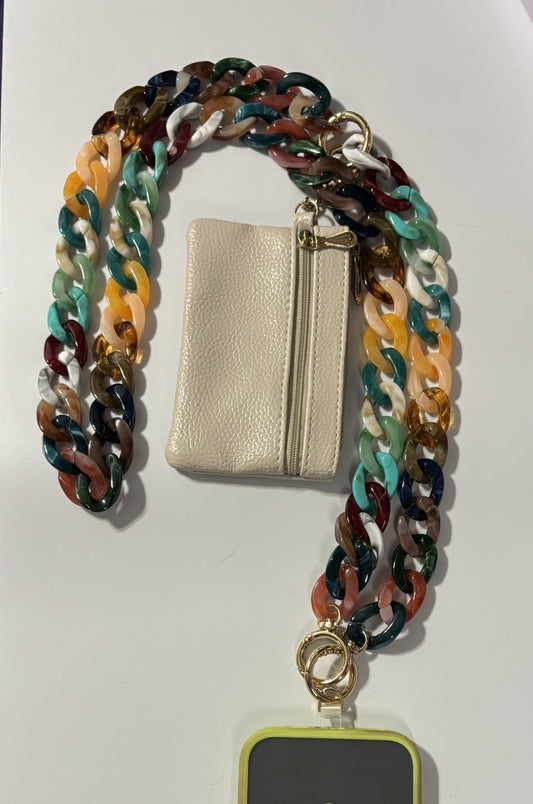 Acrylic Chain crossbody phone holder with coin purse